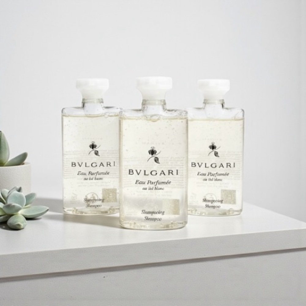 BVLGARI Eau Parfumée au Thé Blanc Shampoo Set of 3 White Tea 75ml NEW - Picture 7 of 11
